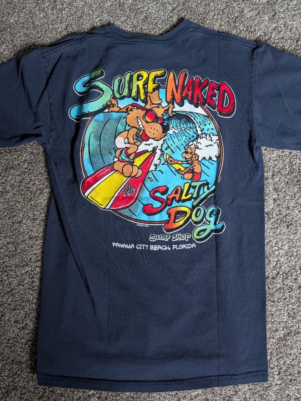 2008 Salty Dog Surf Shop Blue Short Sleeve Size Medium Double Sideded Shirt